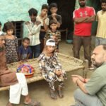 DM visits village to meet children injured due to falling plaster in school IMAGE CREDIT TO INFORMATION DEPARTMENT