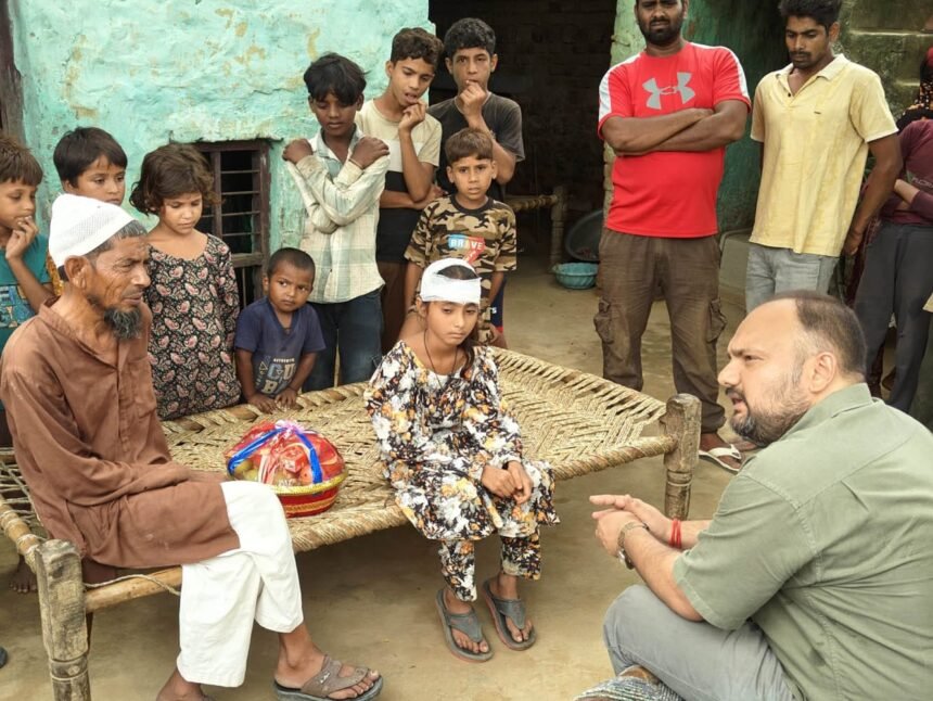 DM visits village to meet children injured due to falling plaster in school IMAGE CREDIT TO INFORMATION DEPARTMENT