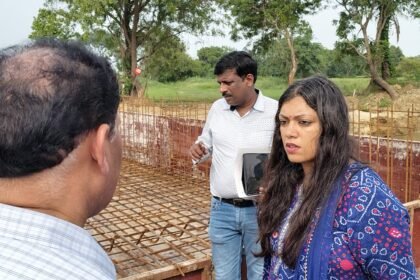 On complaints of waterlogging in the villages of the Jewar area, Noida’s DM went into action mode and took charge personally at the site IMAGE CREDIT TO INFORMATION DEPARTMENT