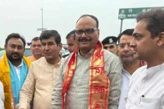 BJP workers and office bearers welcomed Deputy Chief Minister Brajesh Pathak IMAGE CREDIT TO BJP