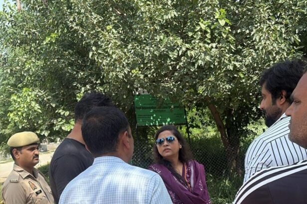 Sudden inspection by Greater Noida Authority’s OSD Gunja Singh in Saini village IMAGE CREDIT TO GNIDA