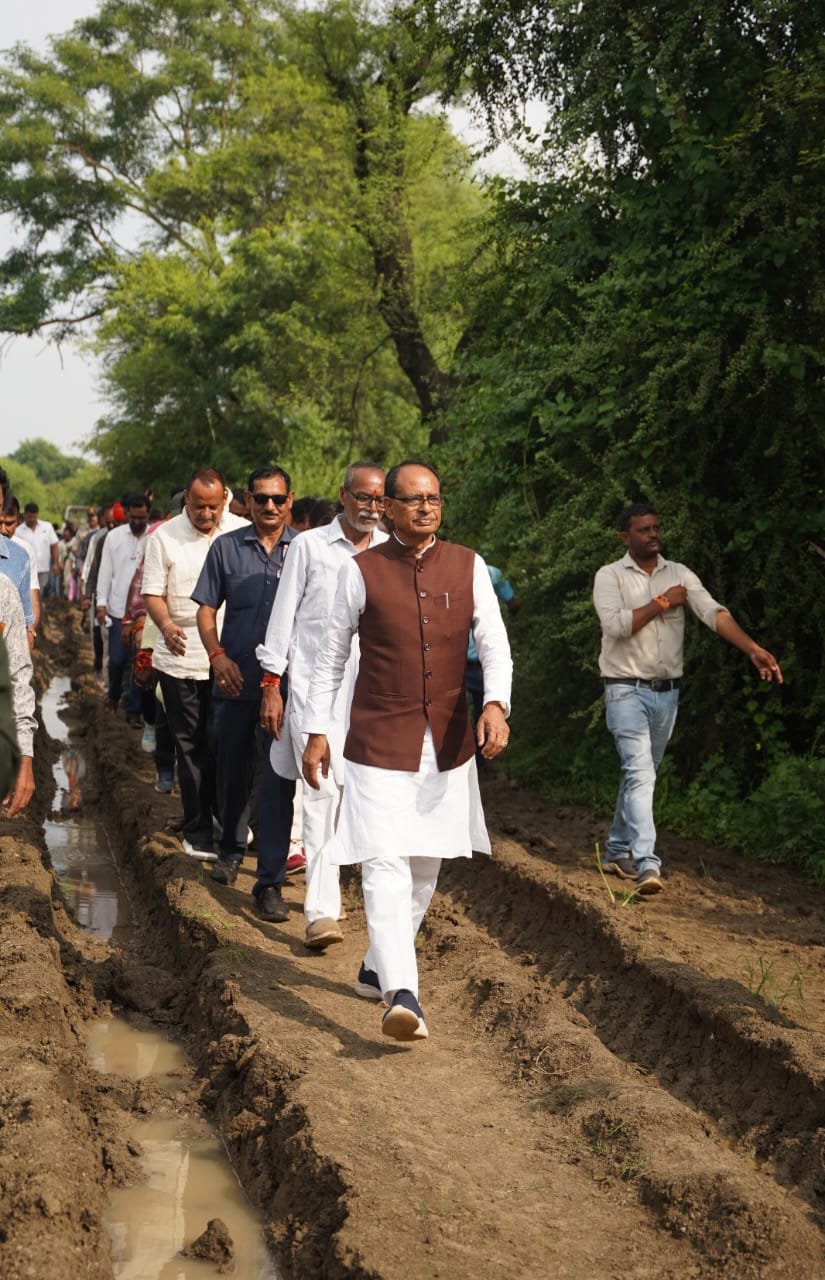 Soybean crop damaged in Raisen; Shivraj Singh Chouhan conducted a surprise inspection in the fields, and an inquiry committee has been formed IMAGE CREDIT TO PIB