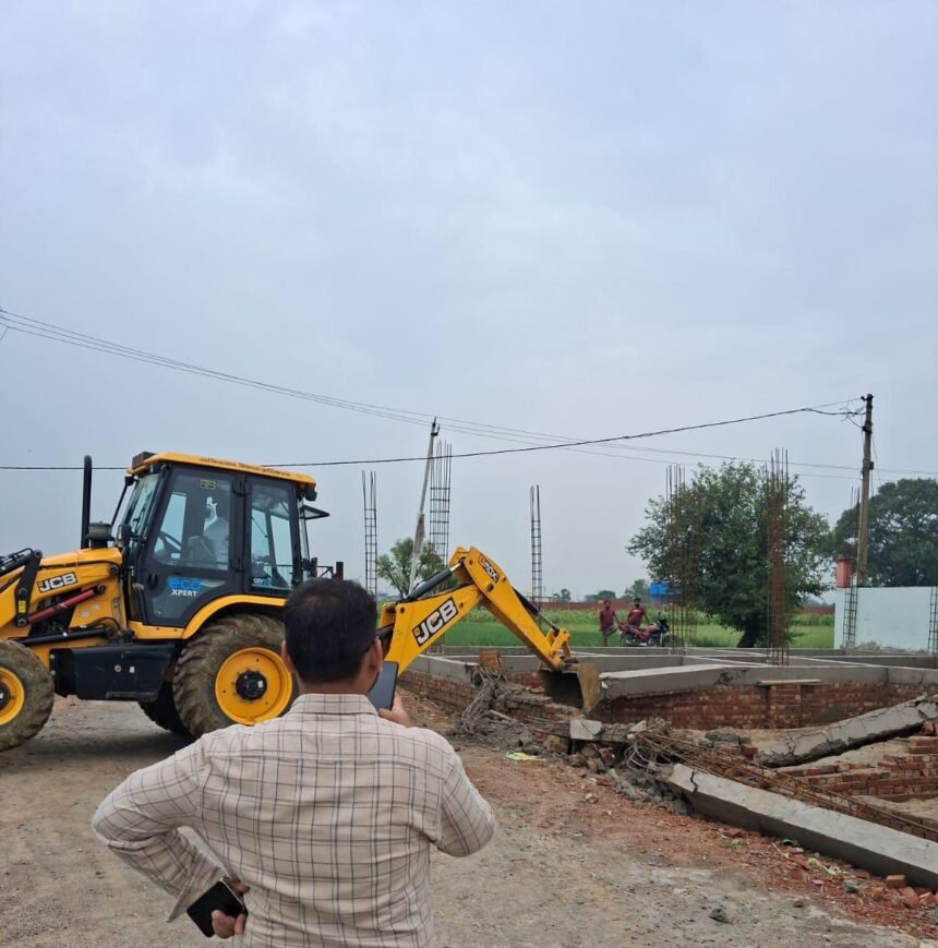 A 25-bigha illegal colony was demolished in the Matiyala area IMAGE CREDIT TO GDA
