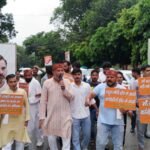 Strong protest registered by burning effigy of Rahul Gandhi over insult to the Prime Minister's mother IMAGE CREDIT TO Voter Union