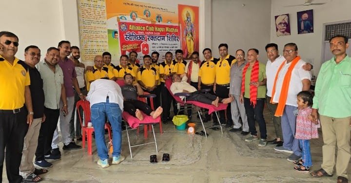 Hapur Filled with the Spirit of Blood Donors, 75 Units Donated at Alliance Club Madhav’s Camp IMAGE CREDIT TO CLUB