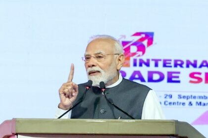 Prime Minister Modi issued a new call for "Atmanirbhar Bharat" (Self-Reliant India) from Gautam Buddh Nagar IMAGE CREDIT TO INFORMATION DEPARTMENT