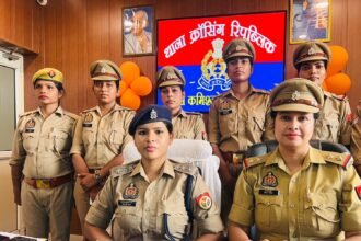 On the seventh day of Navratri, female police officers of Crossing Republic Police Station showcased their strength by arresting two criminals in an encounter IMAGE CREDIT TO POLICE
