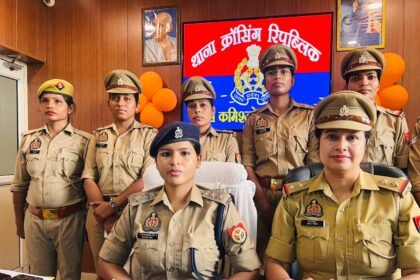 On the seventh day of Navratri, female police officers of Crossing Republic Police Station showcased their strength by arresting two criminals in an encounter IMAGE CREDIT TO POLICE