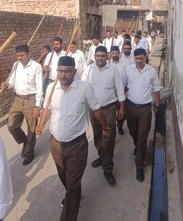 A grand procession was held in the city as part of the centenary celebrations of the Rashtriya Swayamsevak Sangh (RSS) IMAGE CREDIT TO REPORTER