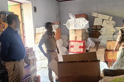 In Bhojpur, Additional CP Alok Priyadarshi raided the Golden Training Agency and seized a multi-crore stock of illegal fireworks IMAGE CREDIT TO POLICE