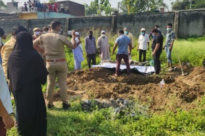 After 42 days, on the DM's orders, the body of the married woman was exhumed from the grave; police took action based on the sister's complaint IMAGE CREDIT TO POLICE