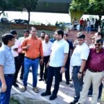 The Municipal Commissioner, along with officials, inspected the ongoing preparations at Hindon Chhath Ghat IMAGE CREDIT TO NAGAR NIGAM