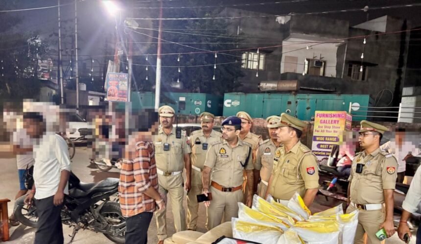 Traffic police conducted a flag march and issued challans to 203 vehicles IMAGE CREDIT TO POLICE