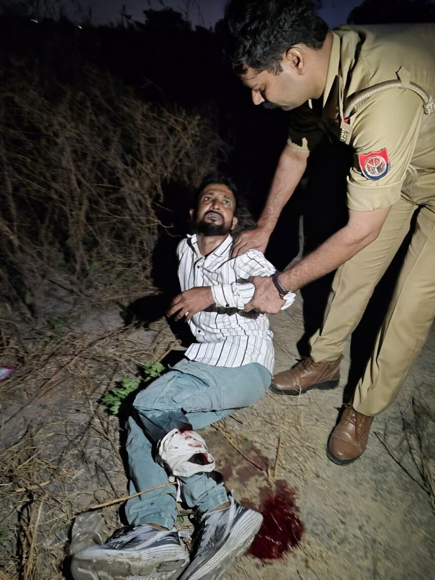 Modinagar police arrested two robbers in an encounter, one of them sustained a bullet injury in his leg IMAGE CREDIT TO POLICE