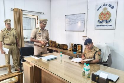 DCP City Dhaval Jaiswal inspected Wave City Police Station IMAGE CREDIT TO POLICE