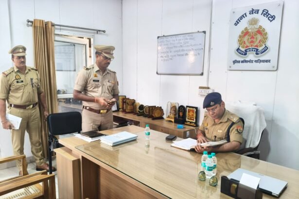 DCP City Dhaval Jaiswal inspected Wave City Police Station IMAGE CREDIT TO POLICE