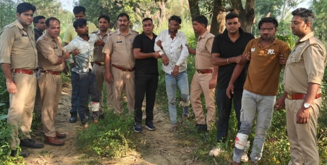 Dhampur Police in action: After an encounter, three members of a cow slaughter gang arrested; pistol and cartridges recovered IMAGE CREDIT TO POLICE