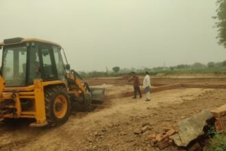 The GDA bulldozer cleared unauthorized colonies spreading over 26 bighas in Morti and Ator IMAGE CREDIT TO AUTHORITY