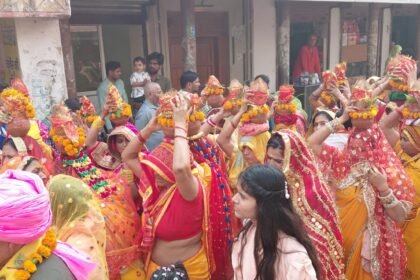 In Rabupura, the seven-day Shrimad Bhagwat Katha began with a Kalash Yatra, immersing Shanti Nagar in devotion IMAGE CREDIT TO REPORTER