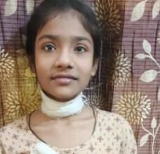 Chinese kite string slashed away an innocent child’s smile a girl riding on a bike suffered cuts to her neck and finger; the incident sparked outrage among the people IMAGE CREDIT TO POLICE