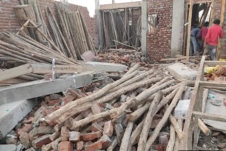 In Shalimar Garden, the authority’s bulldozer operation demolished illegal structures that were built contrary to the approved map IMAGE CREDIT TO AUTHORITY
