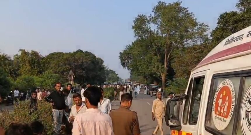 Three laborers killed on the spot after collision with a speeding DCM; enraged villagers blocked the road and resorted to stone-pelting IMAGE CREDIT TO REPORTER