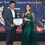 Ashish Mittal from Hapur was honored at the National Business Awards; actress Preeti Jhangiani presented the award IMAGE CREDIT TO Ashish Mittal