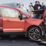 Head-On Collision Between High-Speed Car and Tractor Trolley: One Dead, Four Injured, Highway Jammed for Hours IMAGE CREDIT TO POLICE