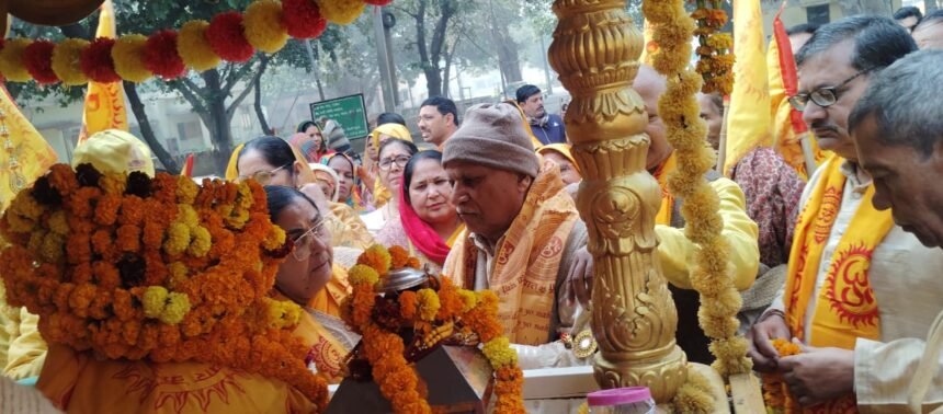 With the arrival of the Divya Akhand Jyoti Kalash Yatra, the Rawli Road area was filled with an atmosphere of devotion IMAGE CREDIT TO REPORTER