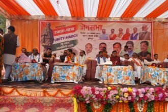 In Sumerpur, the message of ‘Ek Bharat Shreshtha Bharat’ was conveyed through a grand march and rally IMAGE CREDIT TO BJP