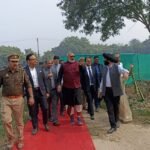 Cabinet Textiles Minister Giriraj Singh inspected the milkweed crop at NITRA; the country received its first mannequin flame-testing device IMAGE CREDIT TO NITRA