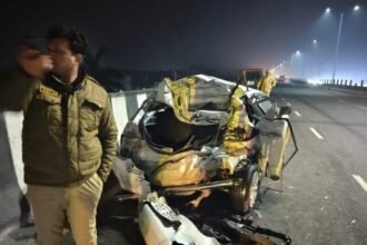 Severe accident on Pilkhuwa flyover IMAGE CREDIT TO POLICE