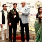 VP Navani awarded an honorary doctorate for spiritual and social contributions, honored by actor Puneet Issar IMAGE CREDIT TO वर्ल्ड कल्चरल ऑर्गेनाइजेशन