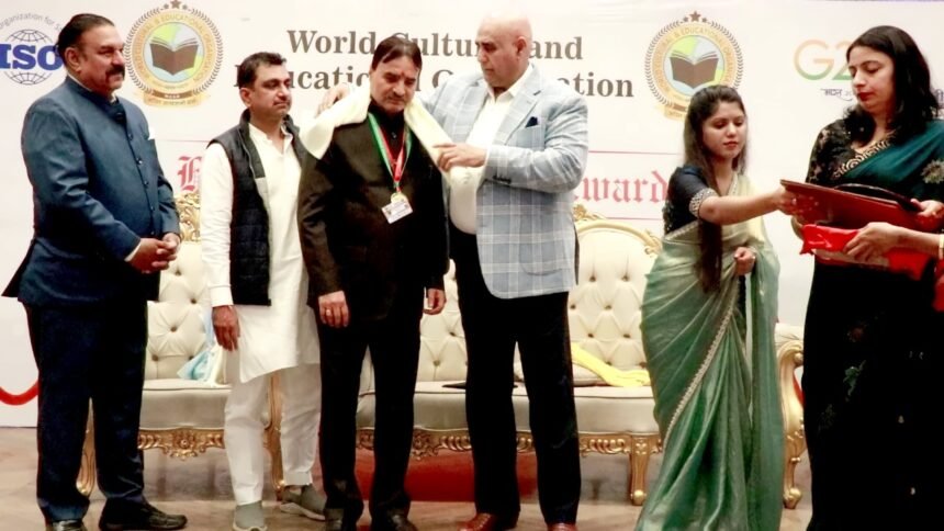 VP Navani awarded an honorary doctorate for spiritual and social contributions, honored by actor Puneet Issar IMAGE CREDIT TO वर्ल्ड कल्चरल ऑर्गेनाइजेशन