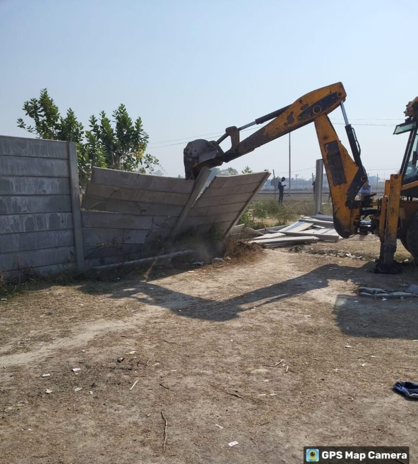 Major action by the Hapur Pilkhuwa Development Authority against illegal construction; bulldozer rolled over two plots IMAGE CREDIT TO AUTHORITY