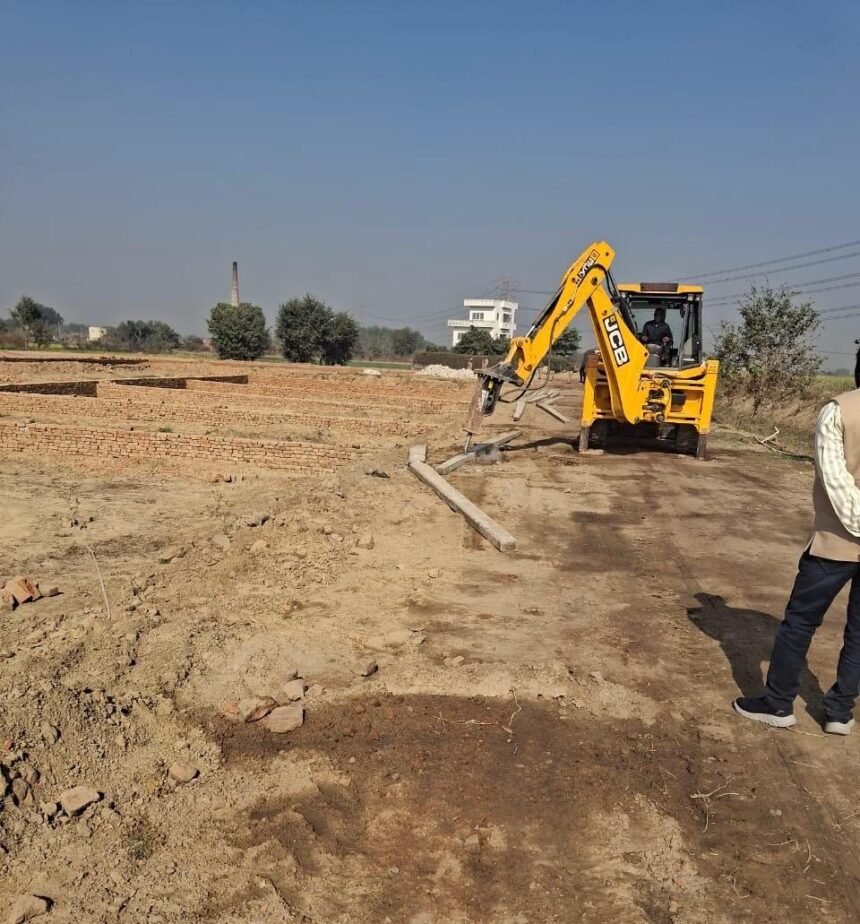 Bulldozers rolled over illegal colonies spread across 28 bighas, with massive demolition in Muradnagar, Basantpur, and Navipur IMAGE CREDIT TO AUTHORITY