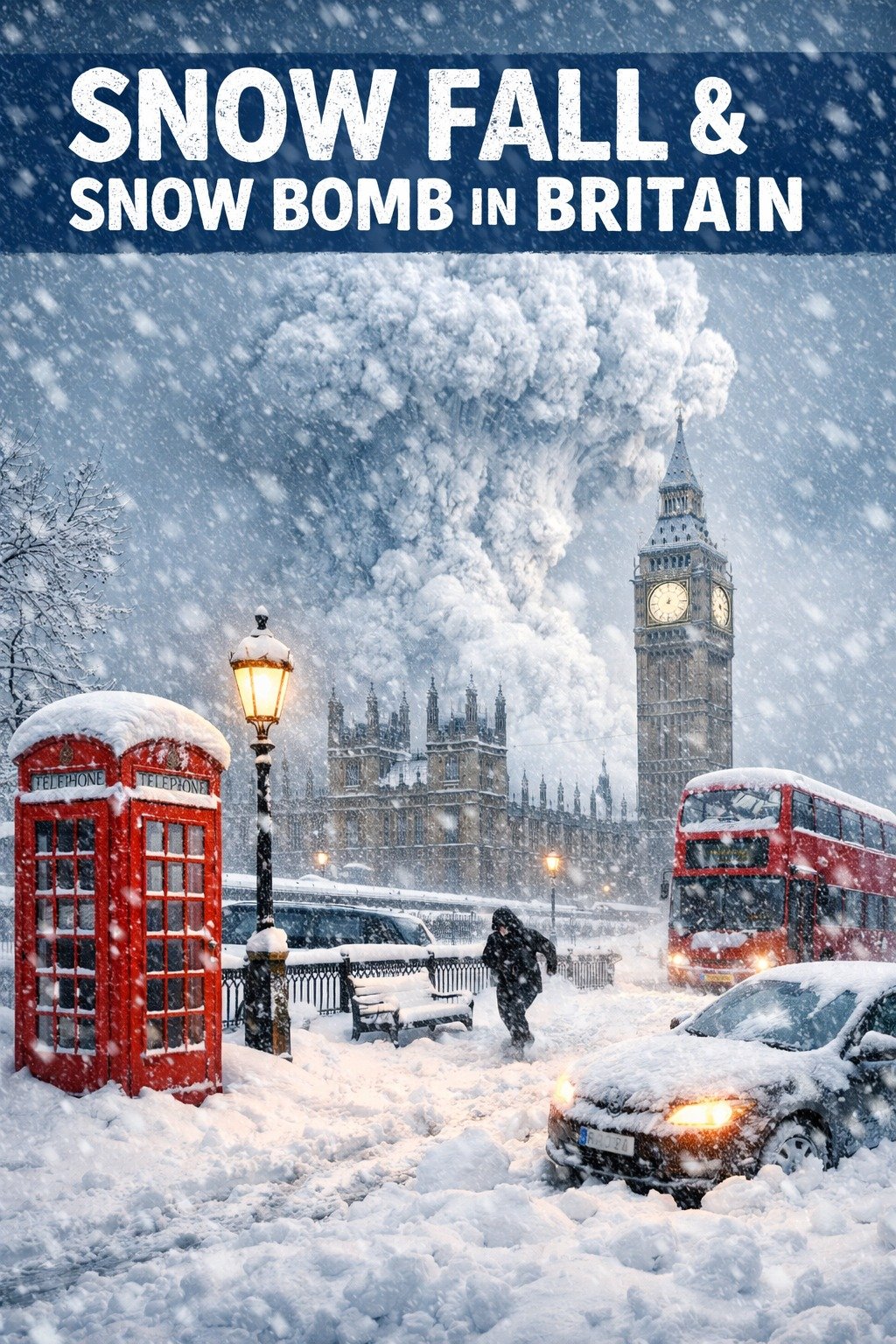 Severe cold and 'snow bomb' warning in Britain IMAGE CREDIT TO AI IMAGE