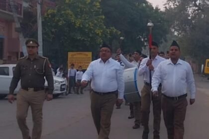 Children's path movement of Rashtriya Swayamsevak Sangh in Simbhaoli Nagar in Veer Balidan Smriti IMAGE CREDIT TO संघ