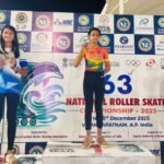 Mahi Bhardwaj, a student of JKG International School, Vijay Nagar, won the golden flag in the National Roller Skating Championship IMAGE CREDIT TO SCHOOL