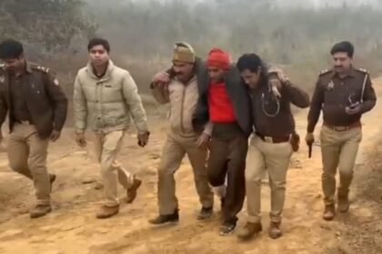 Muradnagar police arrested the murderer in an encounter, shot in the leg IMAGE CREDIT TO POLICE