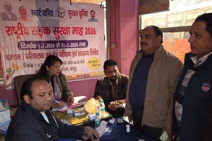 National Road Safety Month 2026, Health Camp at Hapur Roadways Depot, challans issued for 386 vehicles IMAGE CREDIT TO REPORTER