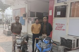 Kaushambi police arrested an accused of stealing a two-wheeler. IMAGE CREDIT TO POLICE