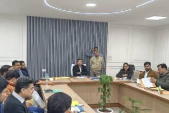 A monthly review meeting of all the schemes being run in the municipal bodies was convened under the chairmanship of DM Ravindra Kumar Mondhad. IMAGE CREDIT TO INFORMATION DEPARTMENT