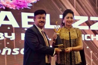 DPS Play School received the highest honor of excellence in education, Best School Award from actress Bhagyashree IMAGE CREDIT TO SCHOOL
