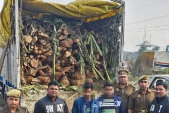 The Ghaziabad Crime Branch arrested two inter-state timber smugglers IMAGE CREDIT TO POLICE