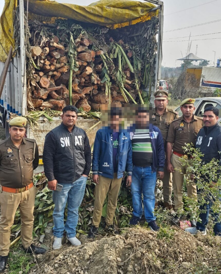 The Ghaziabad Crime Branch arrested two inter-state timber smugglers IMAGE CREDIT TO POLICE