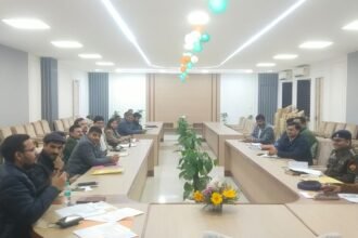 A meeting was held under the chairmanship of Saurabh Bhatt to prevent road accidents IMAGE CREDIT TO INFORMATION DEPARTMENT