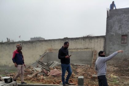 The authority’s bulldozer cleared encroachments in the submerged area of Hindon, freeing six thousand square meters of land IMAGE CREDIT TO AUTHORITY