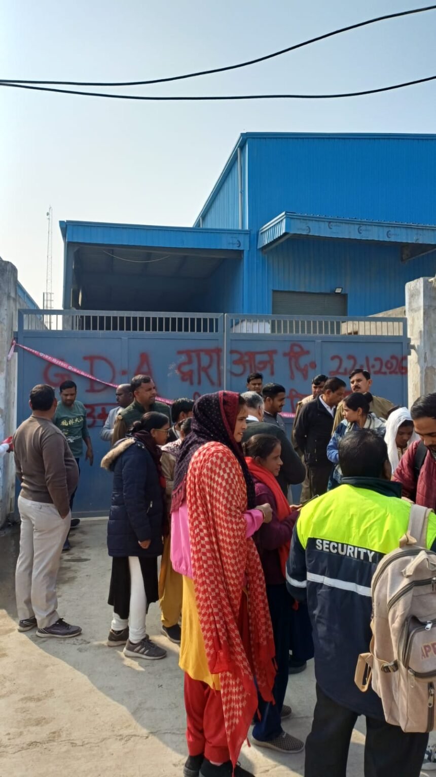 Authority cracks down on illegal constructions: Warehouses, godowns, and RMC plant sealed in Morta area IMAGE CREDIT TO AUTHORITY
