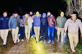 Vigilant patrolling by Garh police foiled a cow slaughter plot; four cunning criminals were apprehended, two injured in the encounter. IMAGE CREDIT TO POLICE